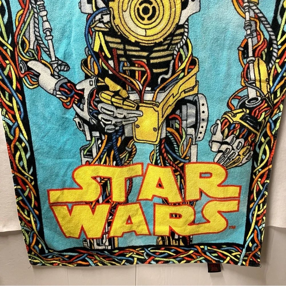 Vintage Star Wars C3P0 Beach Towel Wires Border #54122 100% Cotton 27” X 54”